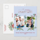 Foto Collage Roos Gold Green Merry kerst Feestdagenkaart (Voorkant / Achterkant)