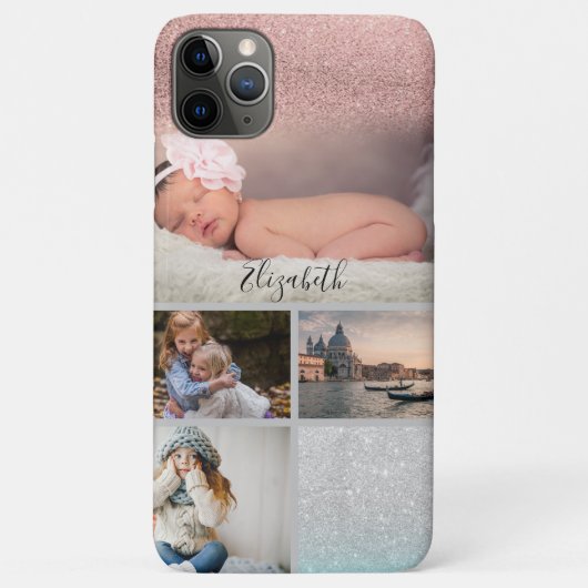 Foto Collage Rose Goud Uw Naam Case-Mate iPhone Case (Achterkant)
