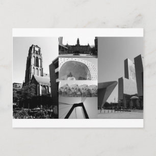Foto collage Rotterdam 1 in zwart-wit Briefkaart