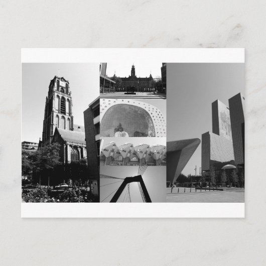Foto collage Rotterdam 1 in zwart-wit Briefkaart (Voorkant)
