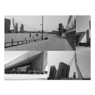 Foto collage Rotterdam 4 in zwart-wit Afdruk