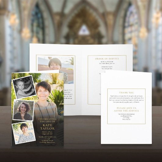Foto-collage rouwdienst order of service gevouwen programma