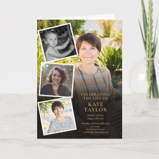 Foto-collage rouwkaart vouwbaar programma (Voorkant)