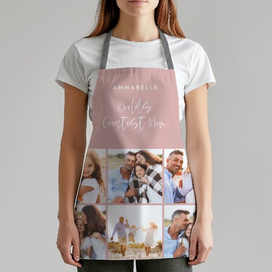 Foto collage roze girale moederdag schort