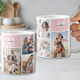Foto Collage Roze Monogram Koffiemok