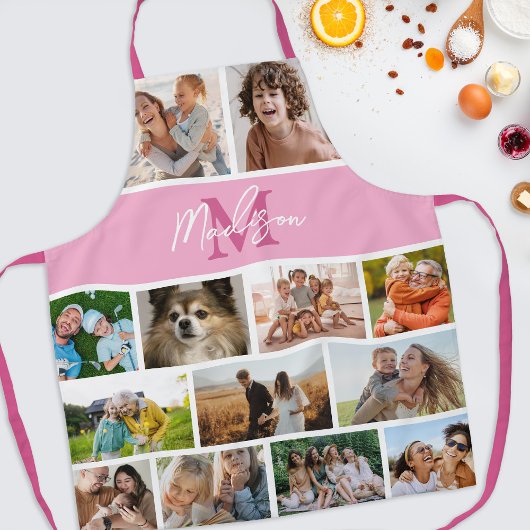 Foto Collage Roze Monogram Schort