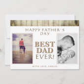 Foto Collage Rustic Hout Beste Papa Vaderdag Kaart (Voorkant)