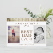 Foto Collage Rustic Hout Beste Papa Vaderdag Kaart (Staand voorkant)