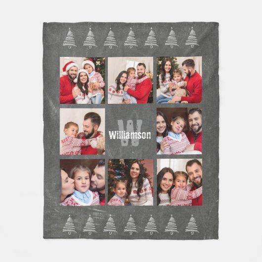 Foto: Collage Rustic Monogram Chalkboard Kerstmis Fleece Deken (Voorkant)