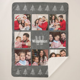 Foto: Collage Rustic Monogram Chalkboard Kerstmis Sherpa Deken