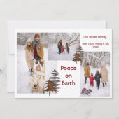 Foto: Collage Rustic Snow Outdoor Peace on Earth Feestdagenkaart (Voorkant)