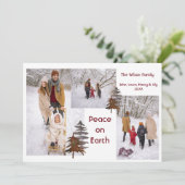 Foto: Collage Rustic Snow Outdoor Peace on Earth Feestdagenkaart (Staand voorkant)