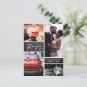 Foto Collage Rustic Wedding "Grazie" Aankondigingskaart (Staand voorkant)