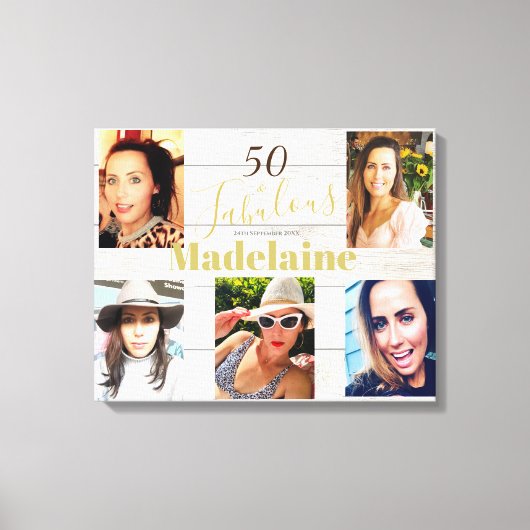 Foto Collage Rustiek Eenvoudig 50 Fabulous Canvas Afdruk (Voorkant)
