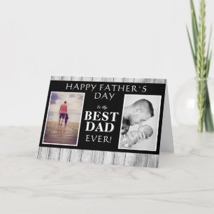 Foto Collage Rustiek Hout Beste Papa Vaderdag Kaart