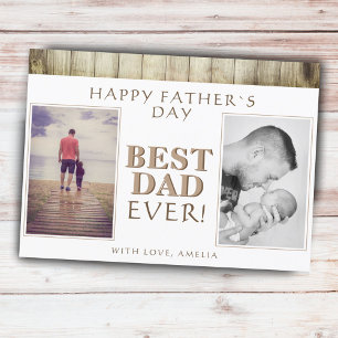 Foto Collage Rustiek Hout Beste Papa Vaderdag Kaart