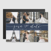 Foto Collage Save the Date Navyblauw (Voorkant / Achterkant)