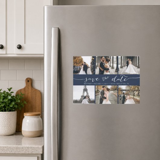 Foto Collage Save the Date Navyblauw