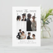 Foto Collage Script Typografie Huwelijk Save The Date (Staand voorkant)