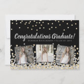 Foto Collage Silver Gold Confetti Afstuderen Kaart (Voorkant)