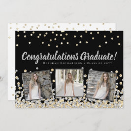 Foto Collage Silver Gold Confetti Afstuderen Kaart