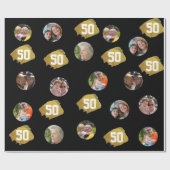 Foto Collage Sjabloon 50e verjaardag Cadeaupapier (Vlak)