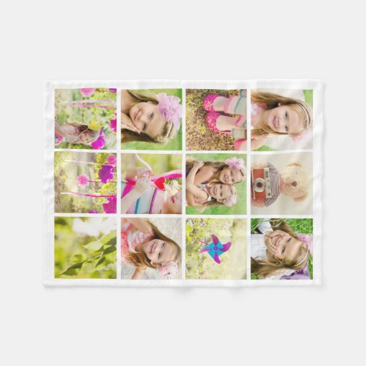 Foto Collage Sjabloon Aangepast Fleece Deken (Voorkant (Horizontaal))