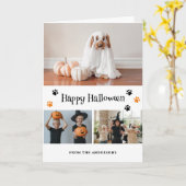 Foto Collage Skeleton Ghost Pet Halloween Kaart (Gele Bloem)