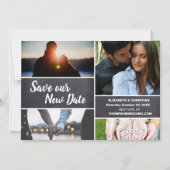 Foto Collage Sla onze nieuwe datumbruiloft op Magnetische Uitnodiging (Voorkant)