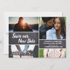 Foto Collage Sla onze nieuwe datumbruiloft op Magnetische Uitnodiging