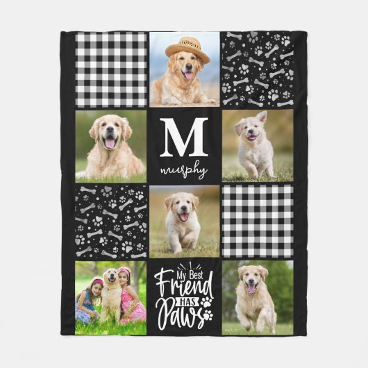 Foto Collage Speciaal Uniek Quilt Hondenliefhebber Fleece Deken (Voorkant)
