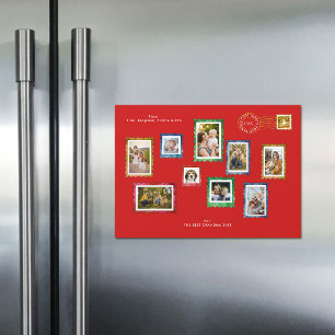 Foto-collage Stempels Rood Kerst Oma Magneet