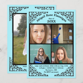 Foto Collage Teal Kant - Afstudeeraankondiging Kaart