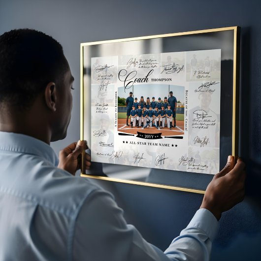 Foto Collage Team Handtekening Coach Waardering Poster
