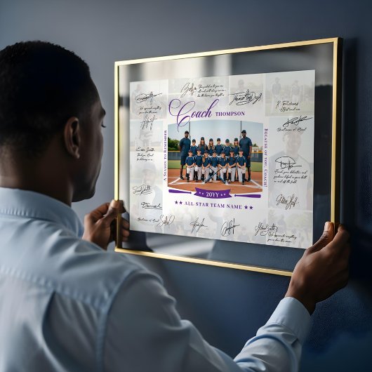Foto Collage Team Handtekening Coach Waardering Poster