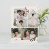 Foto Collage Terracotta Boho Floral Feestdagenkaart (Staand voorkant)