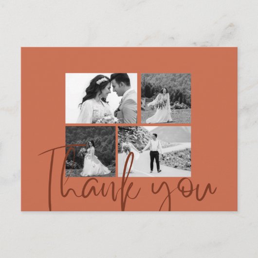 Foto: Collage Terracotta Elegant Wedding Hartelijk Briefkaart (Voorkant)