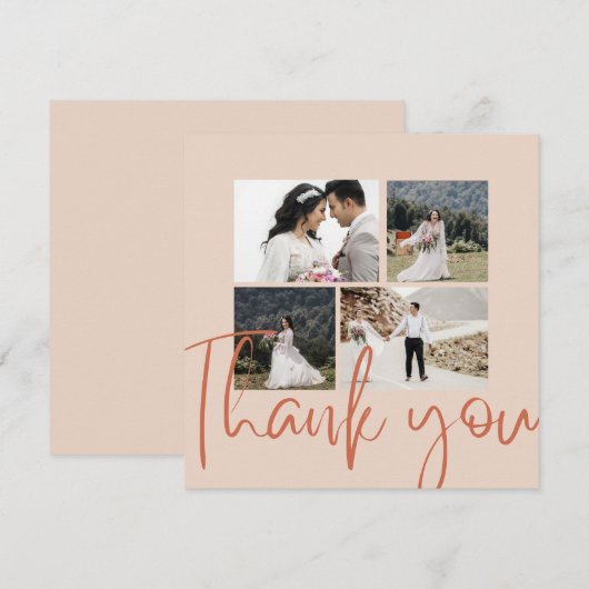 Foto Collage Terracotta Wedding Hartelijk dank Kaart (Voorkant / Achterkant)