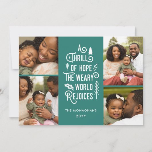 Foto Collage Thrill of Hope Foto Kerst Blauwgroen Feestdagenkaart (Voorkant)