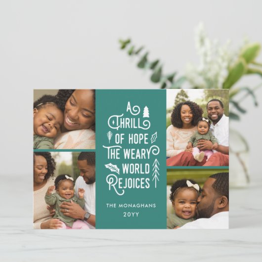 Foto Collage Thrill of Hope Foto Kerst Blauwgroen Feestdagenkaart (Staand voorkant)