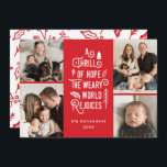 Foto: Collage Thrill of Hope Foto: Kerstrood Feestdagenkaart<br><div class="desc">Deze stijlvolle kerstfotokaart is uitgerust met een moderne typografie op een heldere rode achtergrond - vier fotosjablonen!</div>