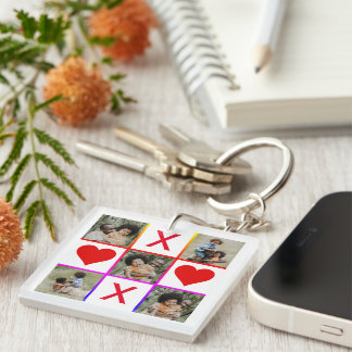 Foto Collage Tic Tac Toe Hugs Kisses Fathers Day Sleutelhanger