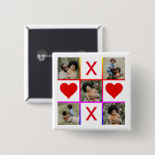 Foto Collage Tic Tac Toe Hugs Kisses Fathers Day Vierkante Button 5,1 Cm (Voorkant /achterkant)