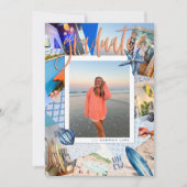 Foto Collage Trendy Beach Afstuderen Invite Kaart (Voorkant)