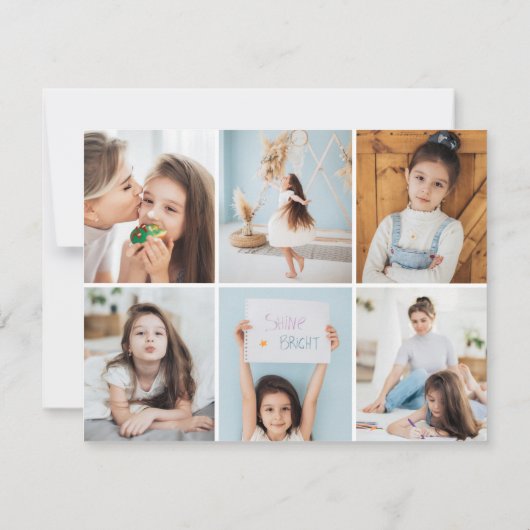 Foto Collage Trendy Monogram Modern Stijlvol Notitiekaartje (Achterkant)