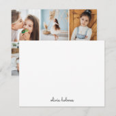 Foto Collage Trendy Monogram Modern Stijlvol Notitiekaartje (Voorkant / Achterkant)