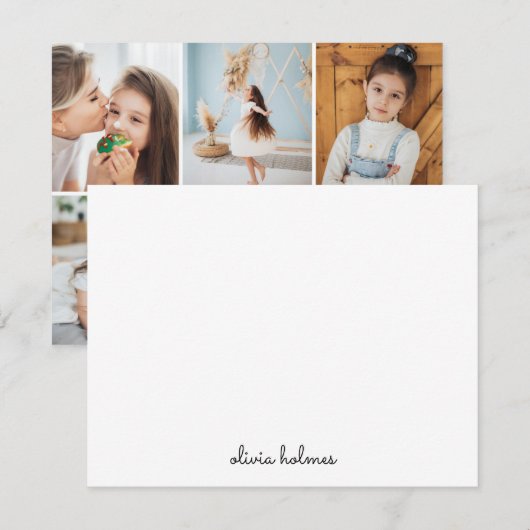 Foto Collage Trendy Monogram Modern Stijlvol Notitiekaartje