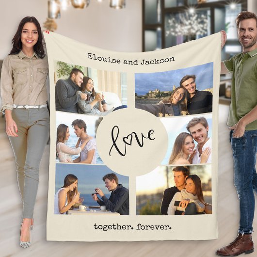 Foto Collage Typewriter Aangepaste tekst Neutraal  Fleece Deken