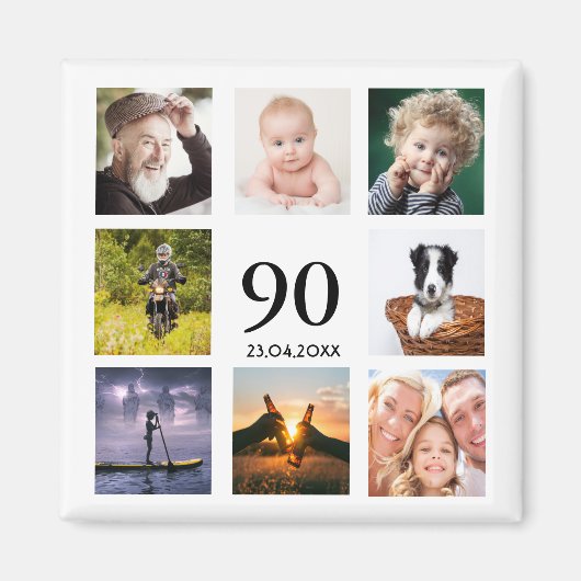 foto-collage uitnodiging 90ste verlichtingspartij magneet (Voorkant)