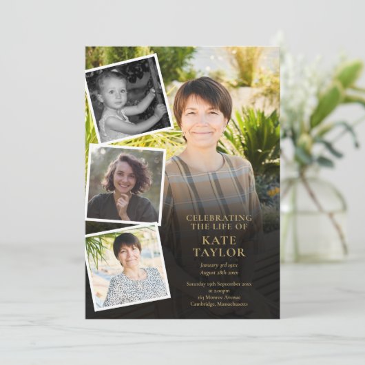 Foto-collage uitvaart rouwkaart programmaboek kaart (Staand voorkant)